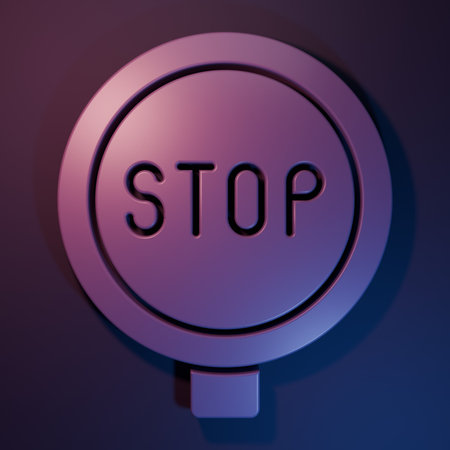 Purple Stop sign icon isolated on purple-blue background. Traffic regulatory warning stop symbol....