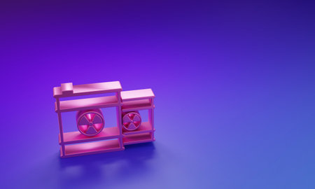 Pink waste in barrel icon isolated on purple-blue background. Toxic refuse keg. Garbage emissions,...