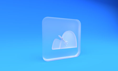 Square frosted glass button. 3D render illustration.