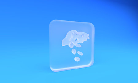Frosted glass Seeds icon isolated on blue background. Square frosted glass button. 3D render...