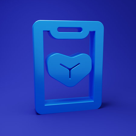 Blue icon isolated on blue background. Minimalism concept. 3D render illustration.