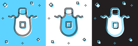Set Kitchen apron icon isolated on blue and white, black background. Chef uniform for cooking. Vector.のイラスト素材