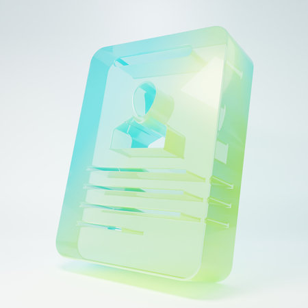 Frosted glass Identification badge icon isolated on white background. It can be used for presentation, identity of the company, advertising. Minimalism concept. 3D render illustration.の写真素材