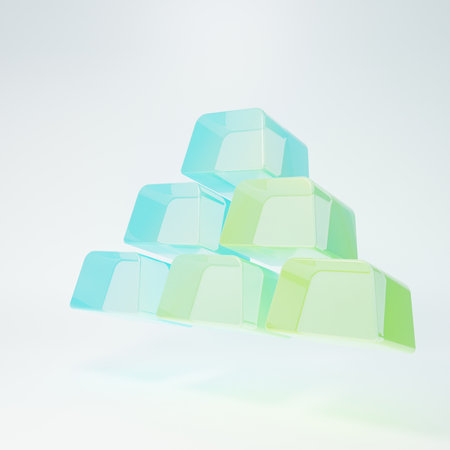 Frosted glass bars icon isolated on white background. Minimalism concept. 3D render illustration.の写真素材