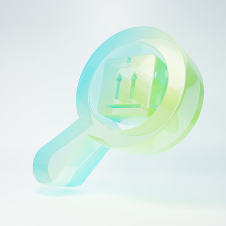 Frosted glass Search package icon isolated on white background. Parcel tracking symbol. Magnifying...
