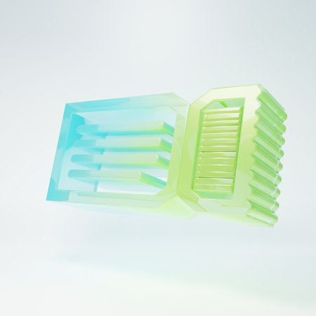 Frosted glass Ticket icon isolated on white background. Minimalism concept. 3D render illustration.の写真素材