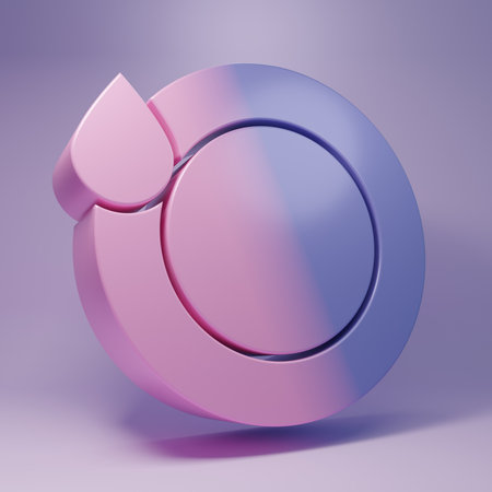 Purple Washing dishes icon isolated on purple background. Plate and sponge. Cleaning dishes icon. Clean tableware sign. Minimalism concept. 3D render illustration.の写真素材