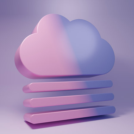 Purple Fog and cloud icon isolated on purple background. Minimalism concept. 3D render illustration.の写真素材