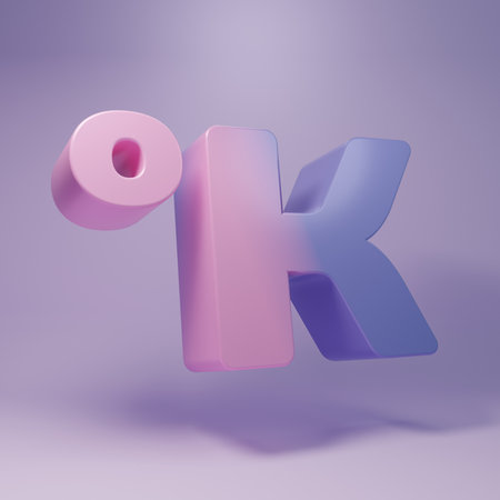 Purple Kelvin icon isolated on purple background. Minimalism concept. 3D render illustration.の写真素材