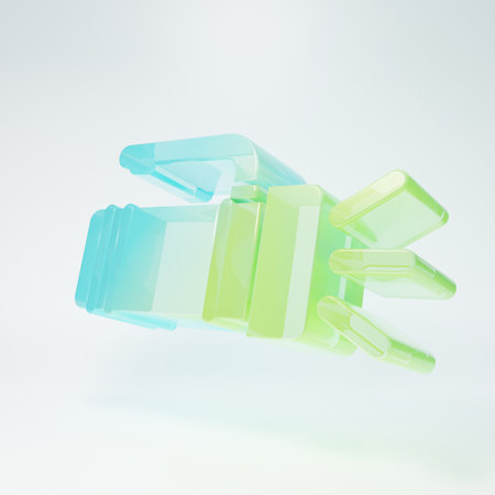 Frosted glass icon isolated on white background. Handle. Minimalism concept. 3D render illustration.の写真素材