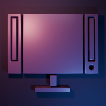 Purple Smart Tv icon isolated on purple-blue background. Television sign. Minimalism concept. 3D...