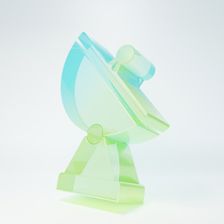 Frosted glass Radar icon isolated on white background. Military search system. Minimalism concept. 3D render illustration.の写真素材