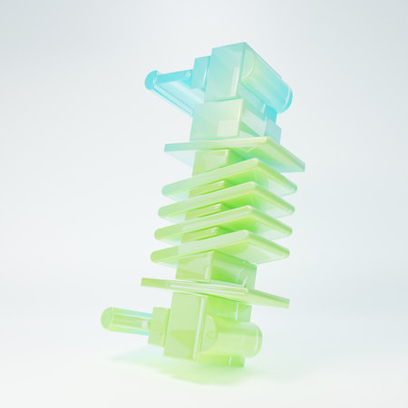 Frosted glass Shock absorber icon isolated on white background. Minimalism concept. 3D render illustration.の写真素材