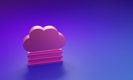 Fog and cloud icon isolated on purple-blue background. Minimalism concept. 3D render illustration.の写真素材