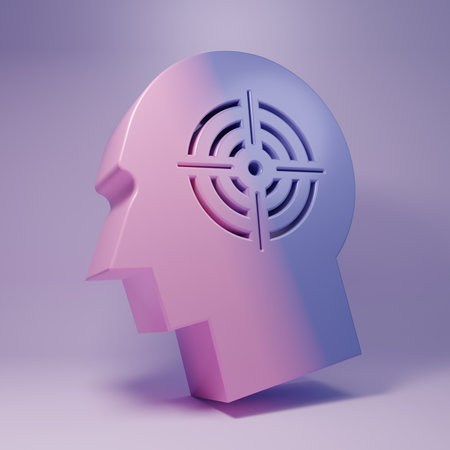 Purple Head hunting concept icon isolated on purple background. Business target or Employment. Human resource and recruitment for business. Minimalism concept. 3D render illustration.の写真素材