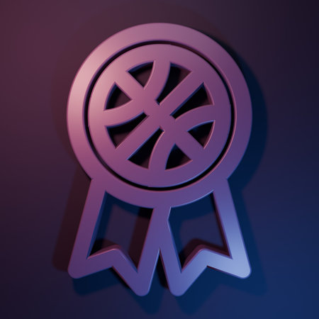 Award icon isolated on purple-blue background. Minimalism concept. 3D render illustration.の写真素材