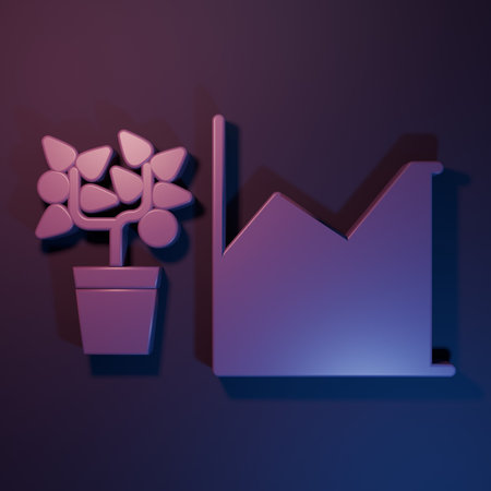 Purple Flower statistics icon isolated on purple-blue background. Minimalism concept. 3D render illustration.の写真素材