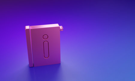 Pink User manual icon isolated on purple-blue background. User guide book. Instruction sign. Read before use. Minimalism concept. 3D render illustration.の写真素材