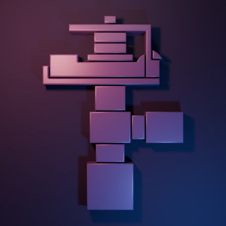 Purple Automatic irrigation sprinklers icon isolated on purple-blue background. Watering equipment. Garden element. Spray gun icon. Minimalism concept. 3D render illustration.の写真素材