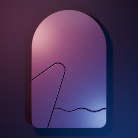 Purple icon isolated on purple-blue background. Minimalism concept. 3D render illustration.の写真素材