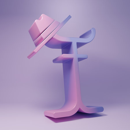 Purple Coat stand icon isolated on purple background. Minimalism concept. 3D render illustration.の写真素材