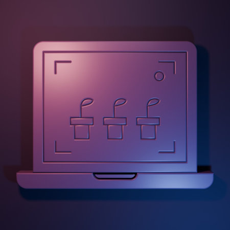 Purple Smart farming technology - farm automation system icon isolated on purple-blue background. Minimalism concept. 3D render illustration.の写真素材