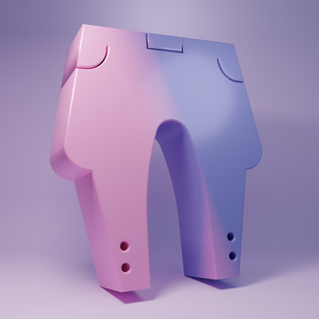 Purple Pants icon isolated on purple background. Minimalism concept. 3D render illustration.の写真素材