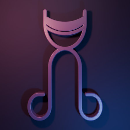 Purple Eyelash curler icon isolated on purple-blue background. Makeup tool sign. Minimalism concept. 3D render illustration.の写真素材