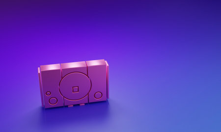 Pink Video game console icon isolated on purple-blue background. Minimalism concept. 3D render illustration.の写真素材