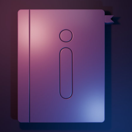 Purple User manual icon isolated on purple-blue background. User guide book. Instruction sign. Read before use. Minimalism concept. 3D render illustration.の写真素材