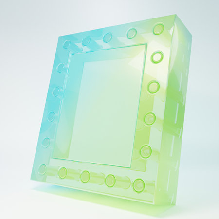 Frosted glass Makeup mirror with lights icon isolated on white background. Minimalism concept. 3D render illustration.の写真素材