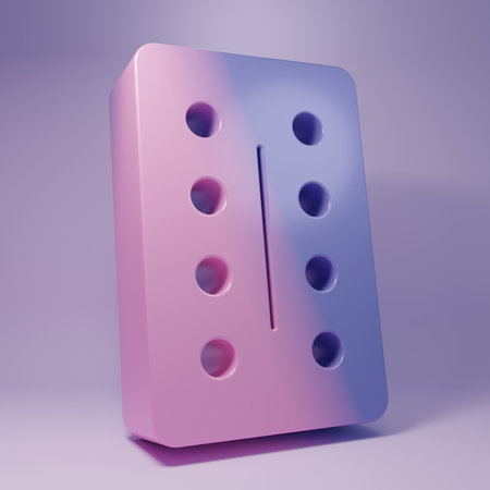 Purple Pills in blister pack icon isolated on purple background. Medical drug package for tablet, vitamin, antibiotic, aspirin. Minimalism concept. 3D render illustration.の写真素材