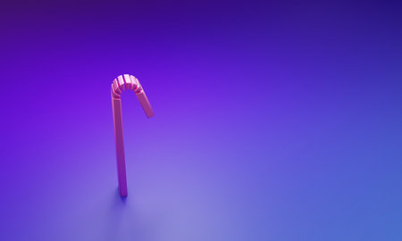 Pink Drinking plastic straw icon isolated on purple-blue background. Minimalism concept. 3D render illustration.の写真素材