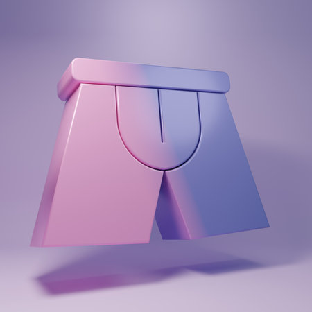 Purple Men underpants icon isolated on purple background. Man underwear. Minimalism concept. 3D render illustration.の写真素材
