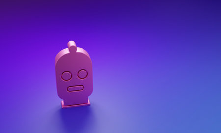 Pink Balaclava icon isolated on purple-blue background. A piece of clothing for winter sports. Minimalism concept. 3D render illustration.の写真素材