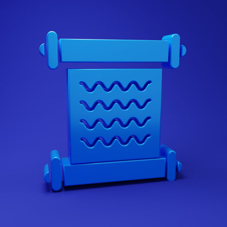 Blue Decree, paper, parchment, scroll icon icon isolated on blue background. Minimalism concept. 3D render illustration.の写真素材