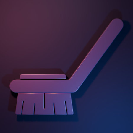 Purple Brush for cleaning icon isolated on purple-blue background. Cleaning service concept. Minimalism concept. 3D render illustration.の写真素材