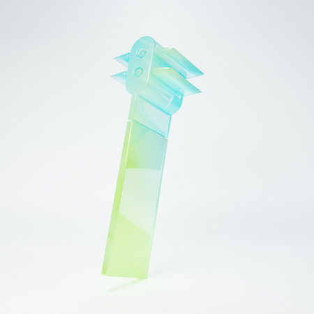 Frosted glass chained mace ball icon isolated on white background. Medieval weapon. Minimalism concept. 3D render illustration.の写真素材