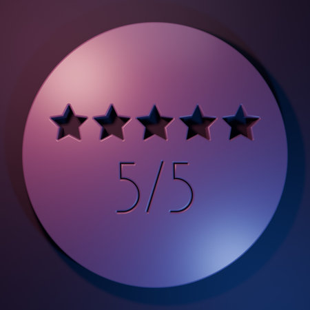 Purple Consumer or customer product rating icon isolated on purple-blue background. Minimalism concept. 3D render illustration.の写真素材