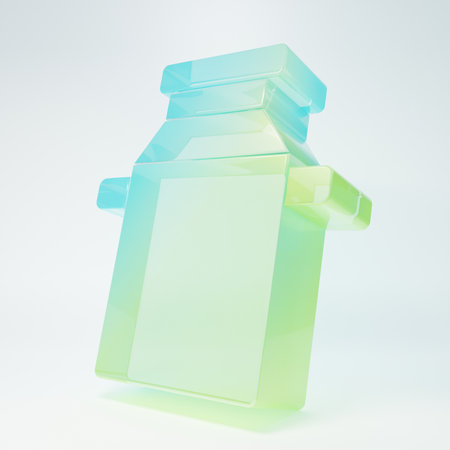 Frosted glass Can container for milk icon isolated on white background. Minimalism concept. 3D render illustration.の写真素材