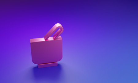 Pink Mortar and pestle icon isolated on purple-blue background. Minimalism concept. 3D render illustration.の写真素材