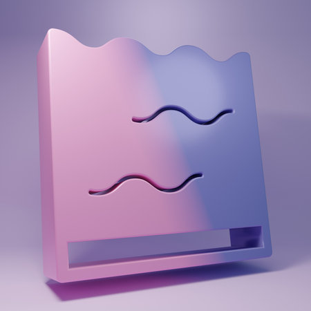 Purple Aquarium icon isolated on purple background. Aquarium for home and pets. Minimalism concept. 3D render illustration.の写真素材