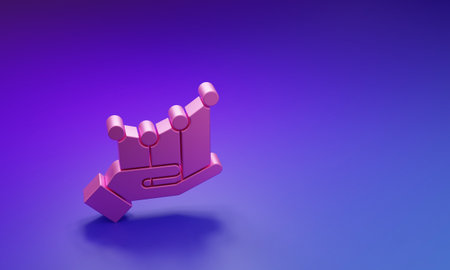 Pink Pie chart icon isolated on purple-blue background. Minimalism concept. 3D render illustration.の写真素材