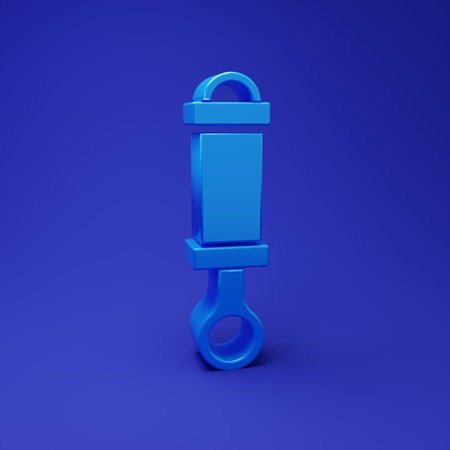 Blue Shock absorber icon isolated on blue background. Minimalism concept. 3D render illustration.の写真素材