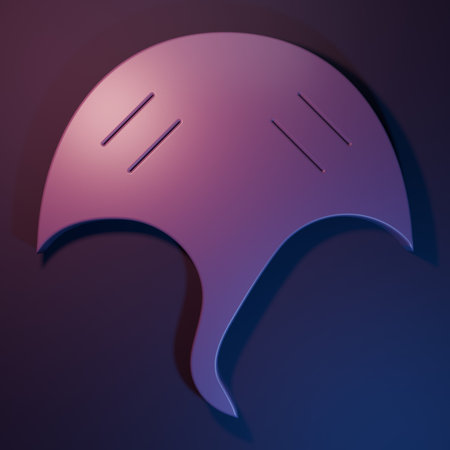 Purple Stingray icon isolated on purple-blue background. Minimalism concept. 3D render illustration.の写真素材