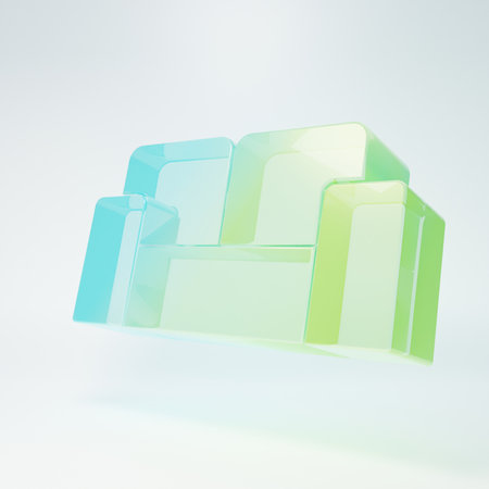 Frosted glass Sofa icon isolated on white background. Minimalism concept. 3D render illustration.の写真素材