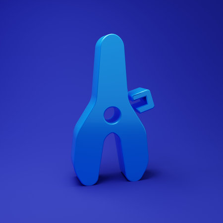 Blue Bicycle seat icon isolated on blue background. Bicycle saddle. Minimalism concept. 3D render illustration.の写真素材