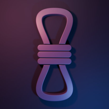 Purple Climber rope icon isolated on purple-blue background. Extreme sport. Sport equipment. Minimalism concept. 3D render illustration.の写真素材