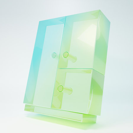Frosted glass Wardrobe icon isolated on white background. Minimalism concept. 3D render illustration.の写真素材