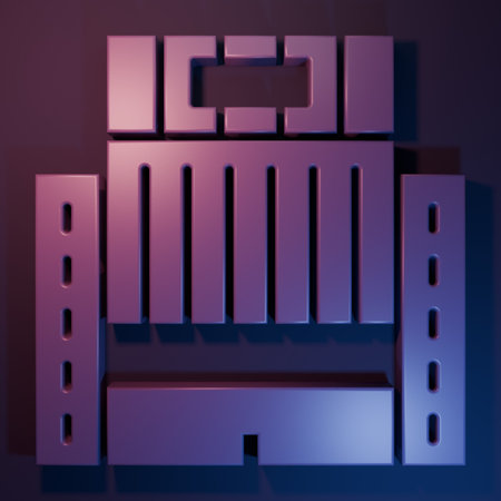 Purple Hotel Ukraine building icon isolated on purple-blue background. Minimalism concept. 3D render illustration.の写真素材